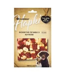 Ласощі для собак Flamingo бісквітне печиво, обгорнуте м’ясом качки, 75 г