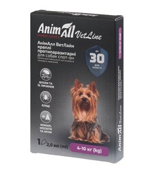 Капли для собак AnimAll VetLine Spot-On от блох и клещей, на вес 4-10 кг