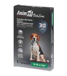 Капли для собак AnimAll VetLine Spot-On от блох и клещей, вес 10-20 кг