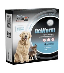 Таблетки антигельминтные для собак и щенков AnimAll VetLine DeWorm, 6 шт