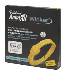 Ошейник противопаразитарный для собак и кошек AnimAll VetLine Wicker ярко-желтый, 35 см