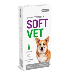 Краплі для собак середніх порід ProVET SoftVet від бліх і кліщів, репелентні, піпетка, 4 шт