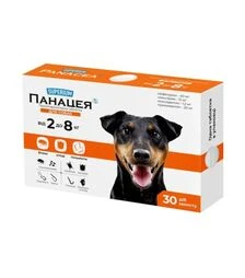 Таблетка для собак Superium Панацея от паразитов, на вес 2-8 кг, 1 шт