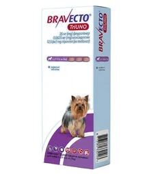 Таблетка для собак MSD Bravecto TriUNO от блох, клещей и глистов, вес 1,27-2,5 кг, 1 шт