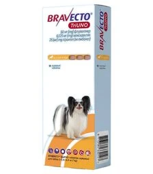 Таблетка для собак MSD Bravecto TriUNO от блох, клещей и глистов, вес 2,5-5,0 кг, 1 шт