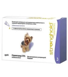 Капли для собак Zoetis Стронгхолд 12%, на вес 2,6-5 кг, 0,25 мл, 3 шт