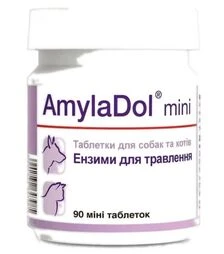 Добавки для собак и кошек мелких пород Dolfos АмилаДол Мини для улучшения пищеварения, 90 шт
