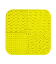 Миска-килимок для собак і котів WAUDOG Silicone для злизування, жовта, 190х190х10 мм