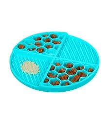 Миска-килимок для собак і котів WAUDOG Silicone для злизування та повільного харчування, блакитна, 211х211х30 мм