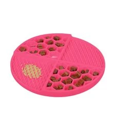 Миска-килимок для собак і котів WAUDOG Silicone для злизування та повільного харчування, рожева, 211х211х30 мм