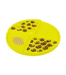Миска-килимок для собак і котів WAUDOG Silicone для злизування та повільного харчування, жовта, 211х211х30 мм