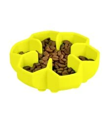 Миска для собак і котів WAUDOG Silicone для повільного харчування, жовта, 750 мл