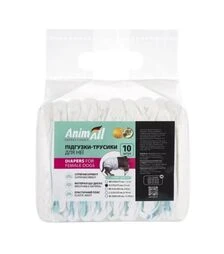 Підгузки-трусики для собак жіночої статі AnimAll з малюнком, S, 2-5 кг, 39х28 см, 10 шт