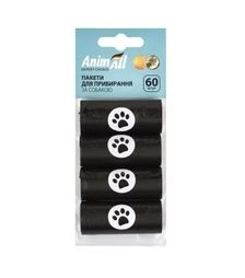 Пакети для прибирання за собакою AnimAll чорні, 60 шт