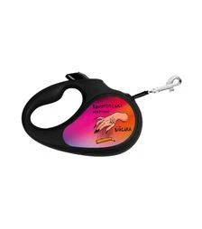 Повідець-рулетка для собак WAUDOG R-leash Конотопські магічні війська, до 50 кг, світловідбивний, чорний, 5 м