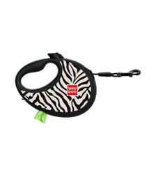 Повідець-рулетка для собак WAUDOG R-leash Зебра, до 20 кг, світловідбивний, з контейнером для пакетів, 5 м