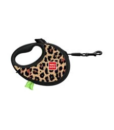 Повідець-рулетка для собак WAUDOG R-leash Леопард, до 40 кг, світловідбивний, з контейнером для пакетів, 5 м