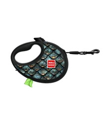 Поводок-рулетка для собак WAUDOG R-leash Чешуя, до 12 кг, светоотражающий, с контейнером для пакетов, 3 м