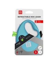 Поводок-рулетка для собак WAUDOG R-leash до 12 кг, светоотражающий, с контейнером для пакетов, голубой, 3 м