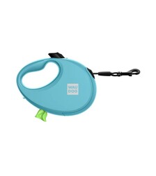 Поводок-рулетка для собак WAUDOG R-leash до 20 кг, светоотражающий, с контейнером для пакетов, голубой, 5 м