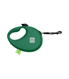 Поводок-рулетка для собак WAUDOG R-leash до 40 кг, светоотражающий, с контейнером для пакетов, зеленый, 5 м