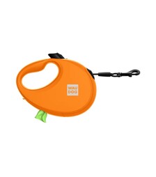 Поводок-рулетка для собак WAUDOG R-leash до 40 кг, светоотражающий, с контейнером для пакетов, оранжевый, 5 м
