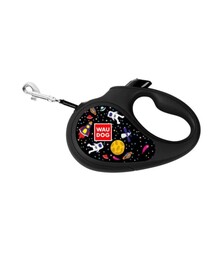 Поводок-рулетка для собак WAUDOG R-leash NASA, до 50 кг, светоотражающий, черный, 5 м