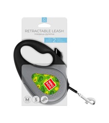Поводок-рулетка для собак WAUDOG R-leash Авокадо, до 25 кг, светоотражающий, черный, 5 м