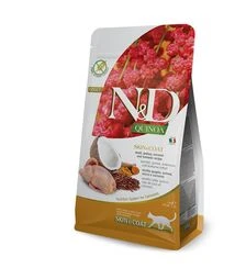 Беззерновий сухий корм для котів Farmina N&D Quinoa Skin&Coat при харчовій алергії, з перепелом та кіноа, 1,5 кг