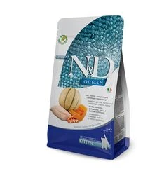 Беззерновий сухий корм для кошенят, вагітних та годуючих котів Farmina N&D Ocean з тріскою, креветками, гарбузом та динею, 1,5 кг