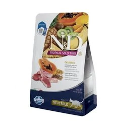 Низькозерновий сухий корм для стерилізованих котів Farmina N&D Tropical Selection з ягням та тропічними фруктами, 300 г
