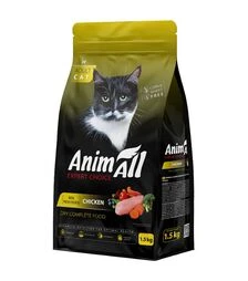 Полнорационный сухой корм для кошек AnimAll со свежей курицей, 1,5 кг