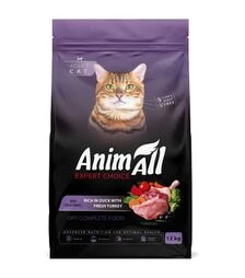 Полнорационный сухой корм для кошек AnimAll с индейкой и уткой, 12 кг