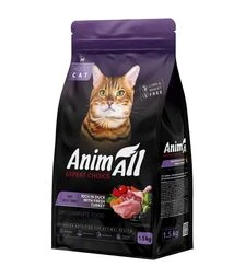 Полнорационный сухой корм для кошек AnimAll с индейкой и уткой, 1,5 кг