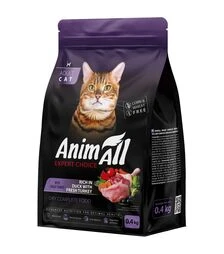 Полнорационный сухой корм для кошек AnimAll с индейкой и уткой, 400 г