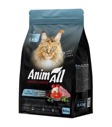 Полнорационный сухой корм для кошек AnimAll с лососем, белой рыбой и индейкой, 400 г