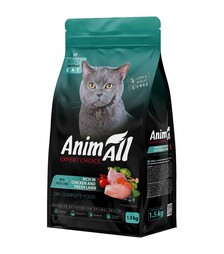 Полнорационный сухой корм для стерилизованных кошек AnimAll с курицей и ягненком, 1,5 кг