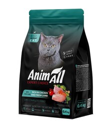 Полнорационный сухой корм для стерилизованных кошек AnimAll с курицей и ягненком, 400 г