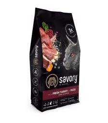 Сухий корм для стерилізованих котів Savory Adult Cat Steril з індичкою та качкою, 8 кг