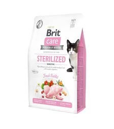 Беззерновой сухой корм для стерилизованных кошек Brit Care Cat Grain Free для чувствительного пищеварения, с кроликом, 2 кг