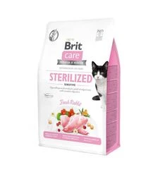 Беззерновой сухой корм для стерилизованных кошек Brit Care Cat Grain Free для чувствительного пищеварения, с кроликом, 400 г