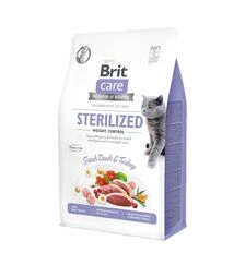 Беззерновой сухой корм для стерилизованных кошек Brit Care Cat Grain Free для контроля веса, с уткой и индейкой, 400 г