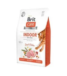 Беззерновой сухой корм для кошек Brit Care Cat Grain Free Indoor Anti-stress с курицей, 2 кг