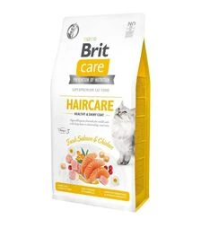 Беззерновий сухий корм для котів Brit Care Cat Grain Free догляд за шерстю та шкірою, з лососем та куркою, 7 кг