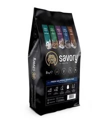 Сухий корм для котів Savory Adult Cat Gourmand зі свіжим лососем та білою рибою, 8 кг