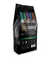 Сухий корм для котів Savory Adult Cat Gourmand, зі свіжою індичкою та качкою, 8 кг