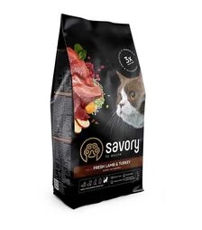 Сухой корм для кошек Savory Adult Cat Sensitive Digestion для чувствительного пищеварения, с ягнятиной и индейкой, 2 кг