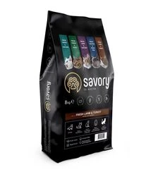 Сухий корм для котів Savory Adult Cat Sensitive Digestion для чутливого травлення, зі свіжою ягнятиною та індичкою, 8 кг