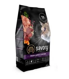 Сухой корм для стерилизованных кошек Savory Adult Cat Steril с ягнятиной и курицей, 400 г