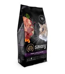 Сухой корм для стерилизованных кошек Savory Adult Cat Steril с ягнятиной и курицей, 2 кг
